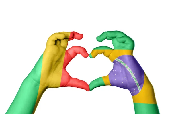 Republic Congo Brazil Heart Hand Gesture Making Heart Clipping Path — Stock Photo, Image