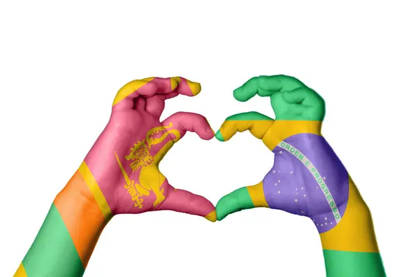 Srí Lanka Brazília Szív Kézmozdulatok Készítése Szív Vágási Útvonal — Stock Fotó