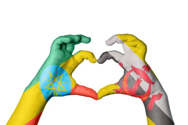 Ethiopie Brunei Coeur Geste Main Faisant Coeur Sentier Coupe — Photo