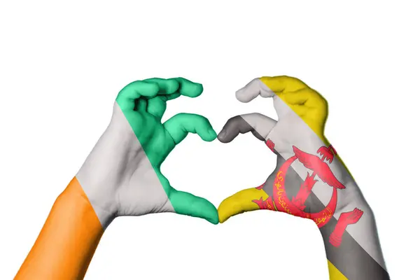 Elfenbeinküste Brunei Herz Handbewegung Die Herz Macht Clipping Path — Stockfoto