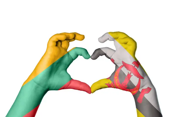 Litauen Brunei Herz Handbewegung Die Herz Macht Clipping Path — Stockfoto