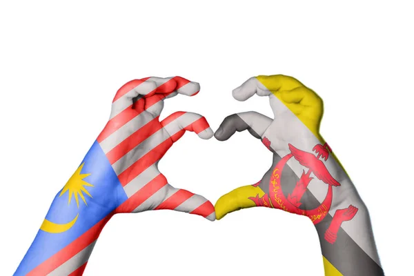 Malajsie Brunej Srdce Ruka Gesto Dělat Srdce Ořezávání Cesta — Stock fotografie