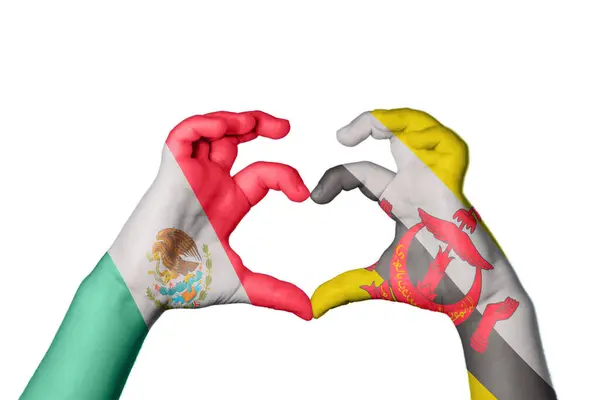 Meksyk Brunei Heart Ręki Gestem Podejmowania Serca Ścieżka Clipping — Zdjęcie stockowe