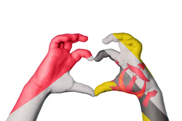Monaco Brunei Heart Hand Gesture Making Heart Clipping Path — Stock Photo, Image
