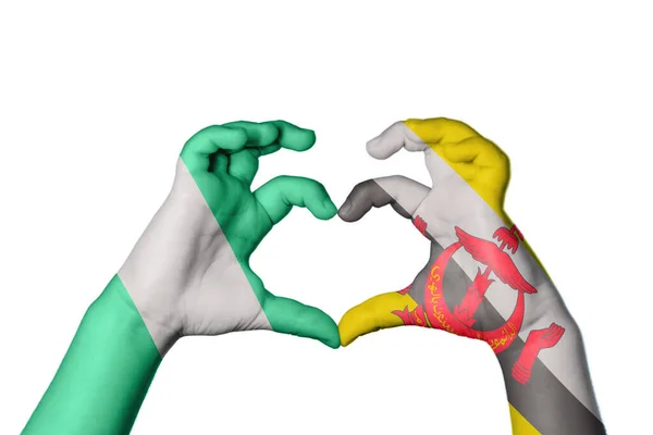Nigeria Brunei Heart Gest Ręczny Serca Ścieżka Klipu — Zdjęcie stockowe