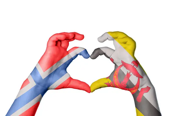 Noruega Brunei Coração Mão Gesto Fazendo Coração Clipping Path — Fotografia de Stock