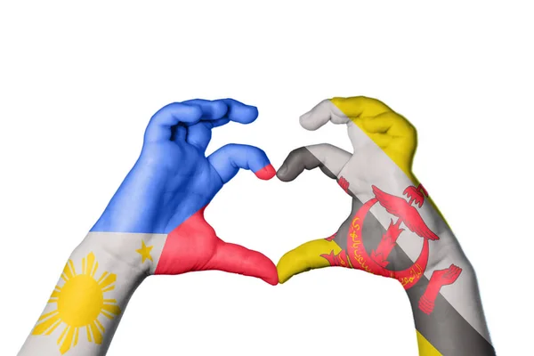 Φιλιππίνες Μπρουνέι Καρδιά Χέρι Χειρονομία Κάνοντας Καρδιά Ψαλίδισμα Μονοπάτι — Φωτογραφία Αρχείου