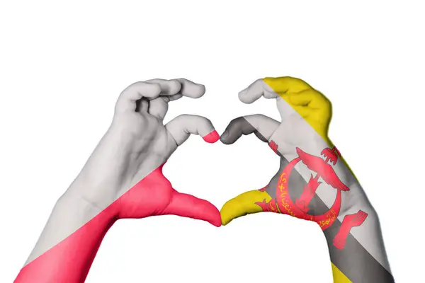 Lengyelország Brunei Heart Kéz Gesztus Készítő Szív Vágóút — Stock Fotó