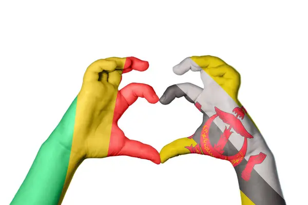 Republic Congo Brunei Heart Hand Gesture Making Heart Clipping Path — Stock Photo, Image