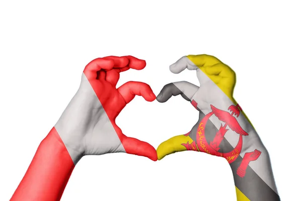 Peru Brunei Herz Handbewegung Die Herz Macht Clipping Path — Stockfoto
