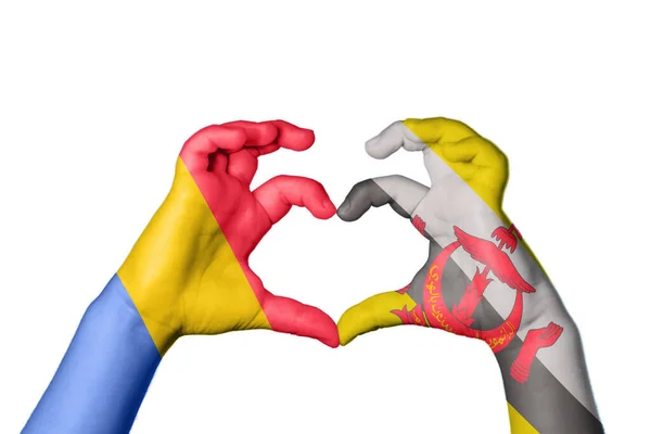 Romania Brunei Heart Hand Gesture Making Heart Clipping Path — Stock Photo, Image