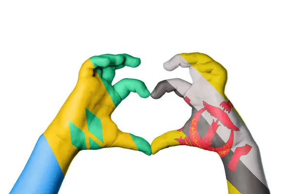 Saint Vincent Grenadines Brunei Heart Hand Gesture Making Heart Clipping — Stock Photo, Image
