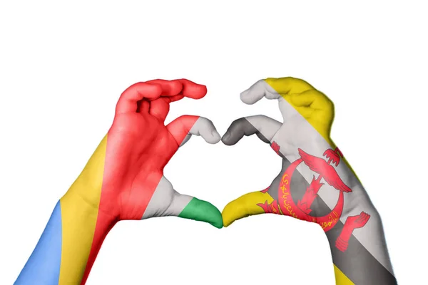 Сейшельские Острова Бруней Сердце Жест Руки Делает Сердце Обрезка Пути — стоковое фото