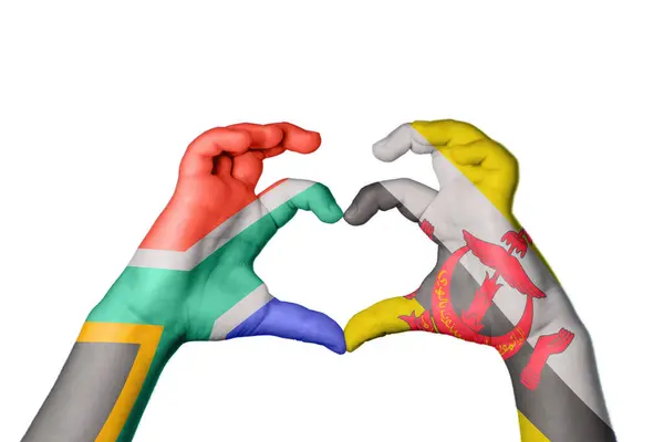 남아프리카 공화국 브루나이 심장을 만드는 제스처 클리핑 — 스톡 사진