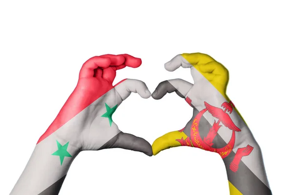 Syria Brunei Heart Hand Gesture Making Heart Clipping Path — Stock Photo, Image