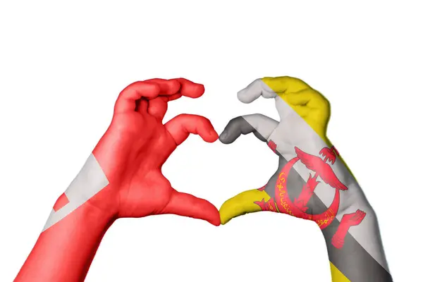 Τόνγκα Μπρουνέι Καρδιά Χέρι Χειρονομία Κάνοντας Καρδιά Ψαλίδισμα Μονοπάτι — Φωτογραφία Αρχείου