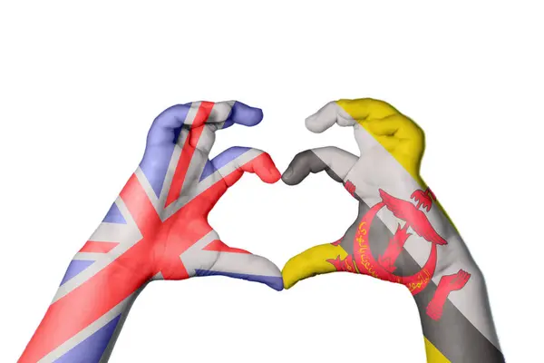 Verenigd Koninkrijk Brunei Heart Hand Gebaar Maken Hart Clipping Path — Stockfoto