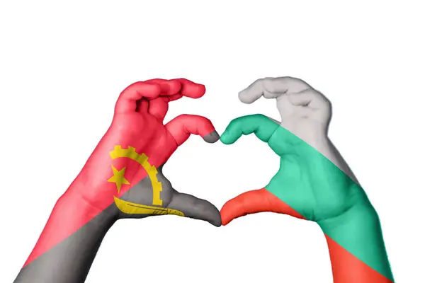 Ангола Болгария Сердце Жест Руки Делает Сердце Клиппинг Путь — стоковое фото