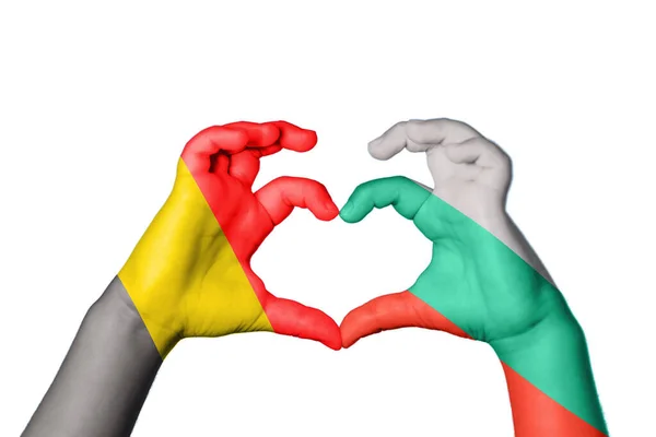 Belgium Bulgária Szív Kézmozdulatok Készítése Szív Vágási Útvonal — Stock Fotó