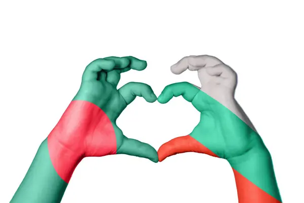 Banglades Bulgária Szív Kézmozdulatok Készítése Szív Vágási Útvonal — Stock Fotó