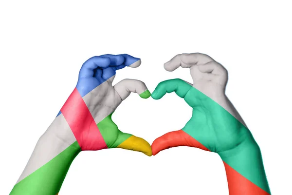 中非共和国Bulgaria Heart Hand Gesture Making Heart Clipping Path — 图库照片