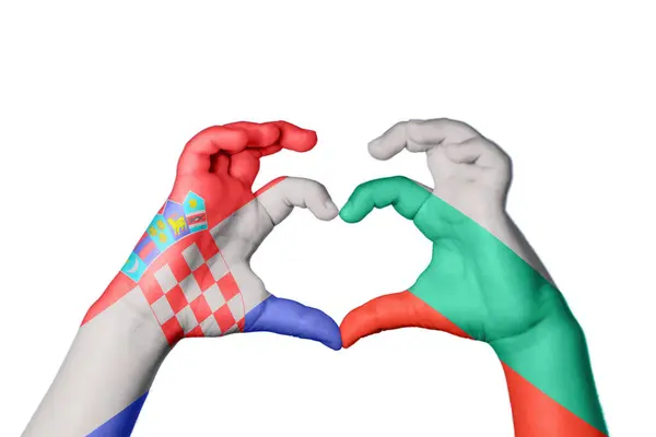 克罗地亚Bulgaria Heart Hand Gesture Making Heart Clipping Path — 图库照片