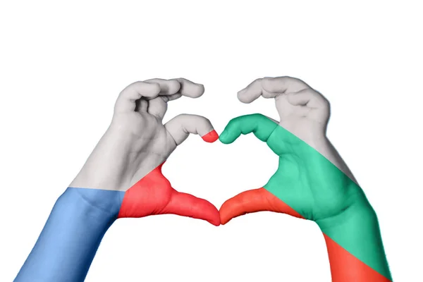 捷克共和国Bulgaria Heart Hand Gesture Making Heart Clipping Path — 图库照片
