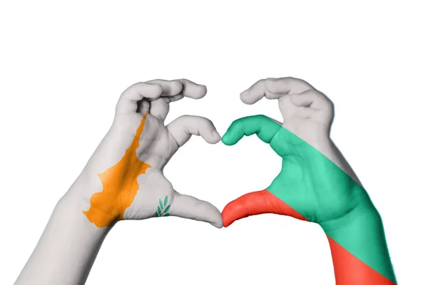 Cyprus Bulgaria Heart Hand Gesture Making Heart Clipping Path — Stock Photo, Image