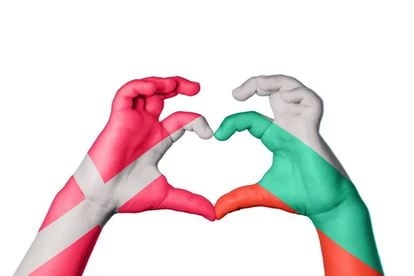 Dänemark Bulgarien Herz Handbewegung Die Herz Macht Clipping Path — Stockfoto