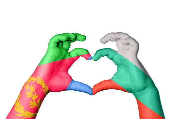 Eritrea Bulharsko Srdce Ruční Gesto Srdce Ořezávání Cesta — Stock fotografie