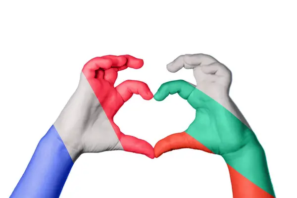 Frankreich Bulgarien Herz Handbewegung Die Herz Macht Clipping Path — Stockfoto