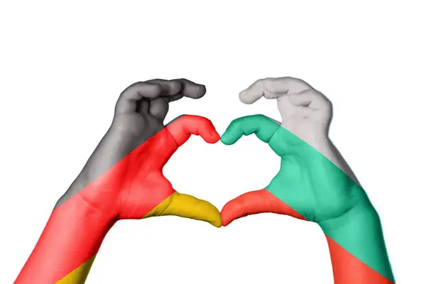 Germany Bulgaria Heart Hand Gesture Making Heart Clipping Path — Stock Photo, Image