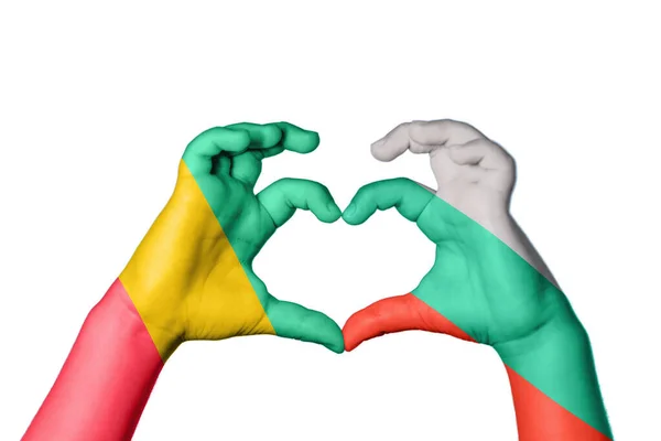 Guinea Bulgaria Heart Hand Gesture Making Heart Clipping Path — Stock Photo, Image