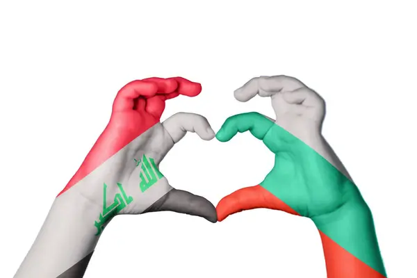 伊拉克保加利亚心脏 手手势制造心脏 收割路径 — 图库照片