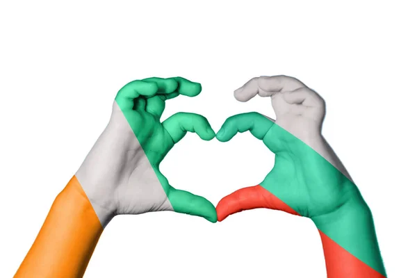 Elfenbenskusten Bulgarien Hjärta Hand Gest Att Göra Hjärta Klippning Vägen — Stockfoto