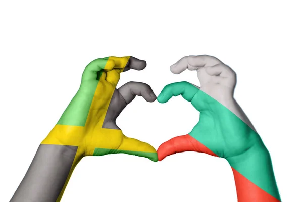 Jamaïque Bulgarie Coeur Geste Main Faisant Coeur Sentier Coupe — Photo