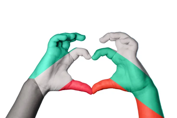 Kuwait Bulgarien Herz Handbewegung Die Herz Macht Clipping Path — Stockfoto