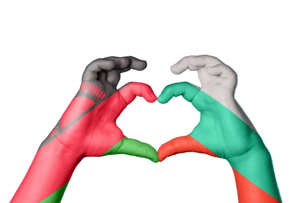 马拉维Bulgaria Heart Hand Gesture Making Heart Clipping Path — 图库照片