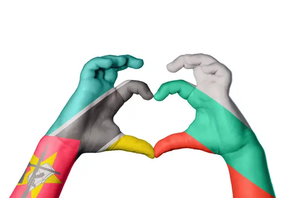 莫桑比克Bulgaria Heart Hand Gesture Making Heart Clipping Path — 图库照片