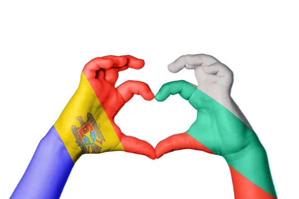 Moldova Bulgária Szív Kézmozdulatok Készítése Szív Vágási Útvonal — Stock Fotó