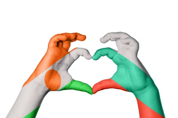 Niger Bulgária Szív Kézmozdulat Készítés Szív Vágás — Stock Fotó