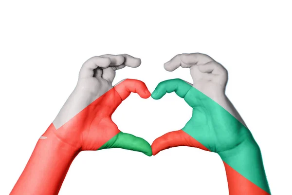 Oman Bulgaria Heart Hand Gesture Making Heart Clipping Path — Stock Photo, Image