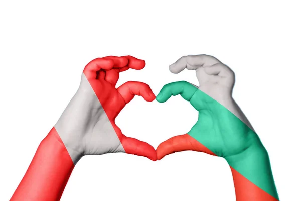 秘鲁Bulgaria Heart Hand Gesture Making Heart Clipping Path — 图库照片