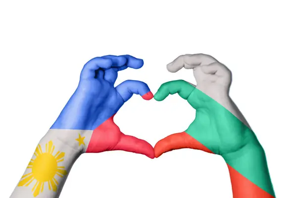 Филиппины Болгария Сердце Жест Руки Решений Сердце Клиппинг Путь — стоковое фото