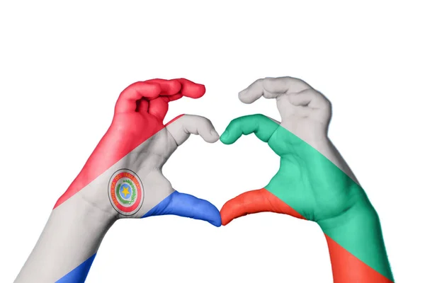 Paraguay Bulgária Szív Kézmozdulatok Készítése Szív Vágási Útvonal — Stock Fotó