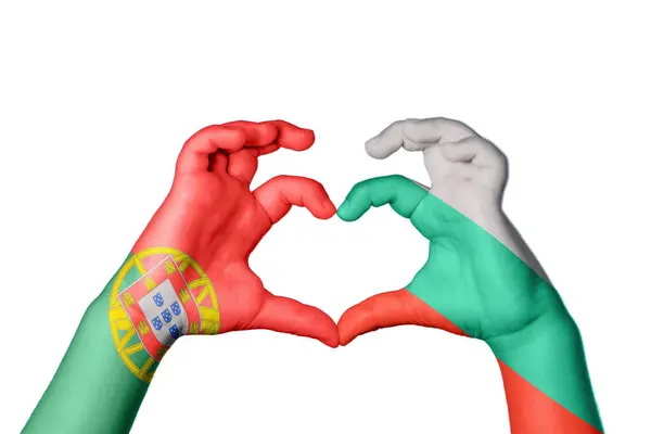 Portugal Bulgarien Herz Handbewegung Die Herz Macht Clipping Path — Stockfoto