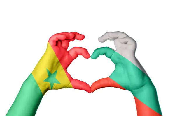 Senegal Bulharsko Srdce Ruční Gesto Tvorby Srdce Ořezávání Stezka — Stock fotografie