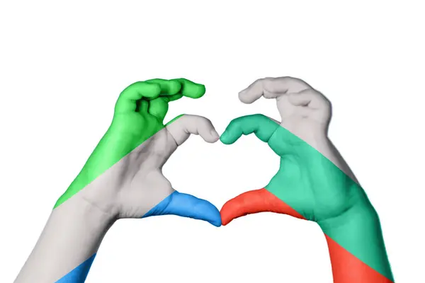 塞拉利昂Bulgaria Heart Hand Gesture Making Heart Clipping Path — 图库照片