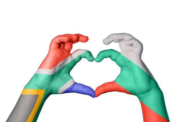South Africa Bulgaria Heart Hand Gesture Making Heart Clipping Path — Stock Photo, Image