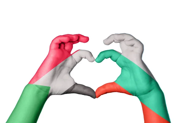 Sudan Bulgaria Heart Hand Gesture Making Heart Clipping Path — Stock Photo, Image